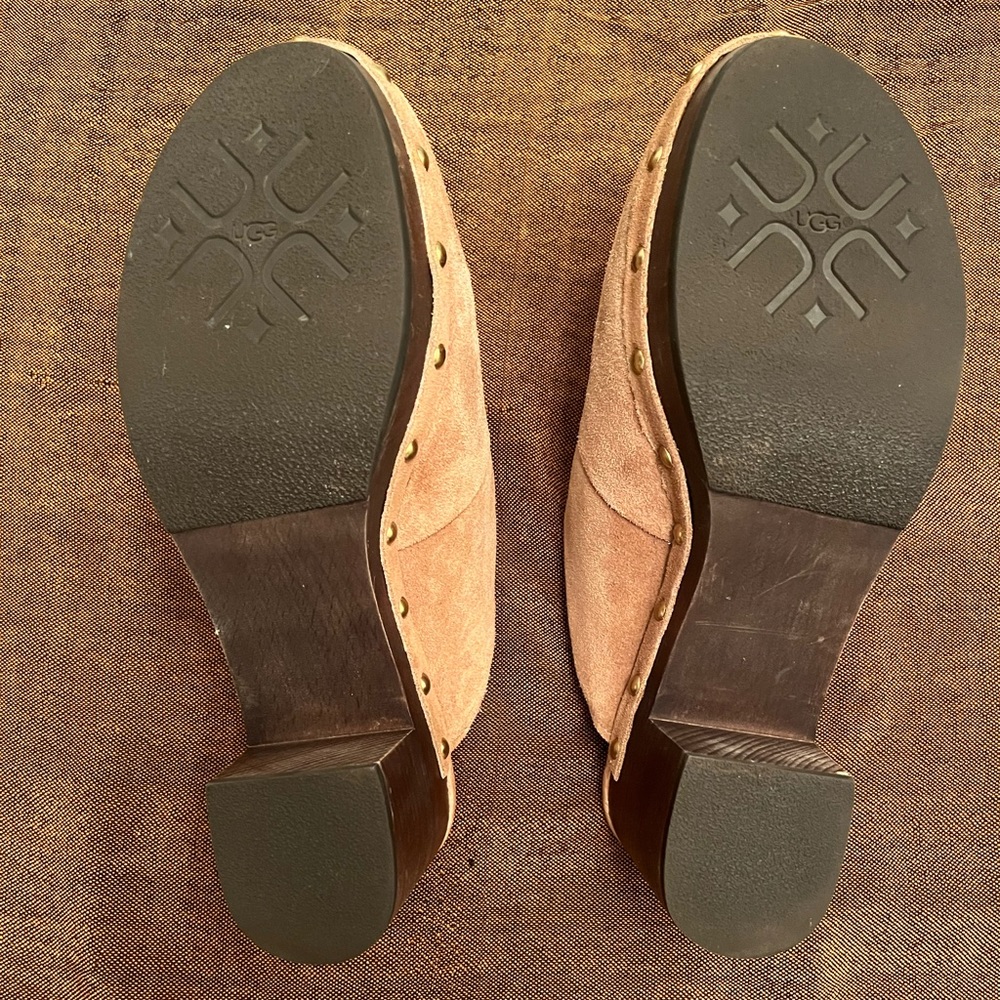 Ugg Chestnut Shearling Lined Slides Clogs Size 7m - image 4